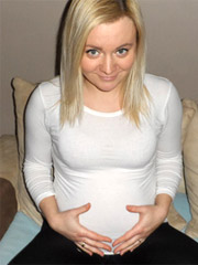 Cute blonde preggo posing in clothing and lingerie