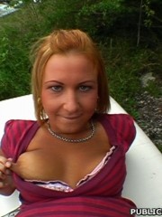 Lovely beauty gets her holes pounded by stranger on the car.